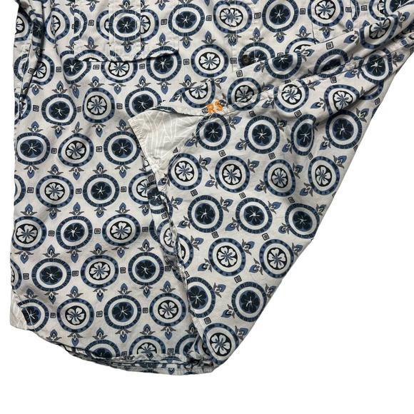 Reyn Spooner Mens Large Blue Palekaula Silver Button down Short Sleeve Shirt - Picture 2 of 7